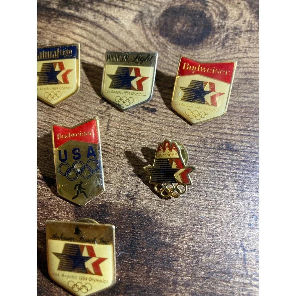 1984 LA OLYMPICS Vintage Anheuser Bush USA Lapel Hat Pins Lot Of 8 Collector